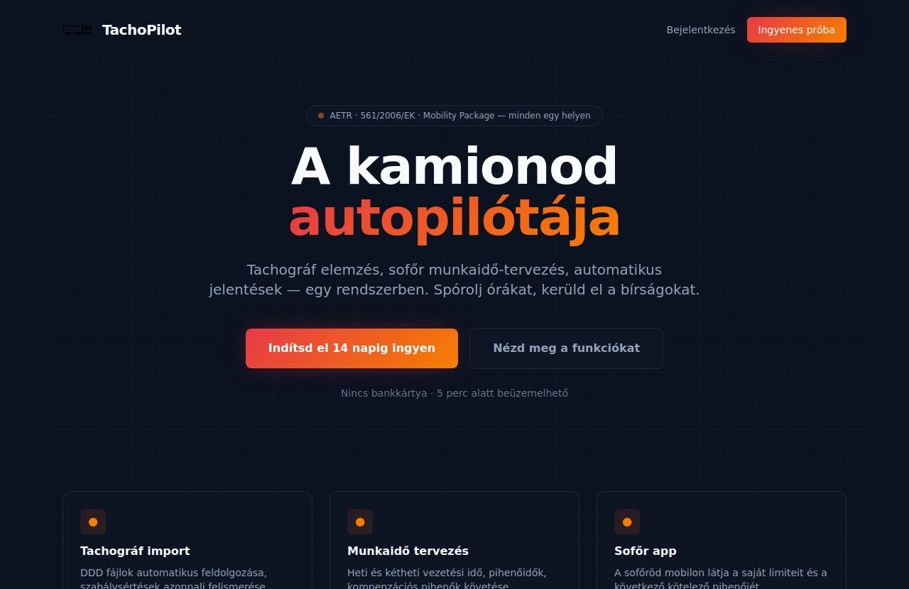 TachoPilot — kamionos munkaidő-számoló